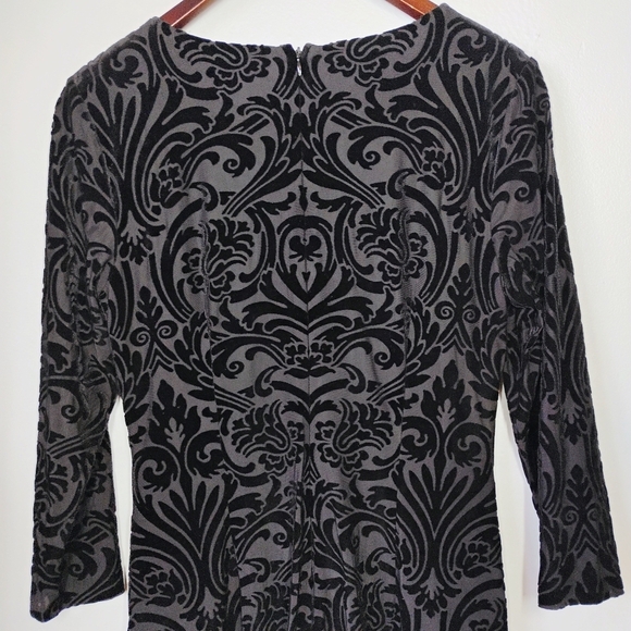 Cache Y2K Velvet Jeweled Formal Dress Womens 12 Black Sheer Goth Cocktail Party - Picture 7 of 15